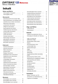 Reparaturanleitung RIS Dirtbike 125 MX 4T Karosserie, Fahrwerk, Bremse und Elektrik