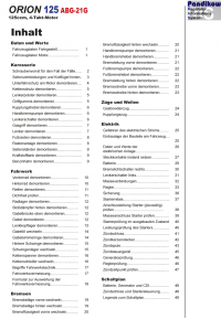 Reparaturanleitung RIS Orion 125 ABG-21G 4T Karosserie, Fahrwerk, Bremse und Elektrik