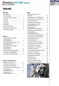 Reparaturanleitung RIS, Zhenhua ZH X50 Trike 50, 4T, Antrieb und Motor